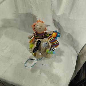 Dolce Multicolored Plush Doll and Elephant Pull Toy Set